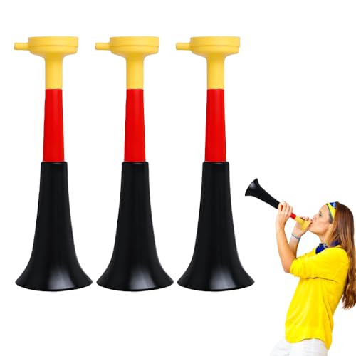 Riisoyu 3 Pcs Kunststoff Vuvuzela Trompeten, Sehr Lautes Tröte Klappbare Hörner für Fan Zuschauer Fußballspiel Stadion Sportfeiern