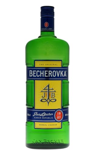 Becherovka Original – Tschechischer Kräuterlikör mit 20 unterschiedlichen Kräutern – Absacker mit einer leckeren, bittersüßen Note – 1 x 1 l