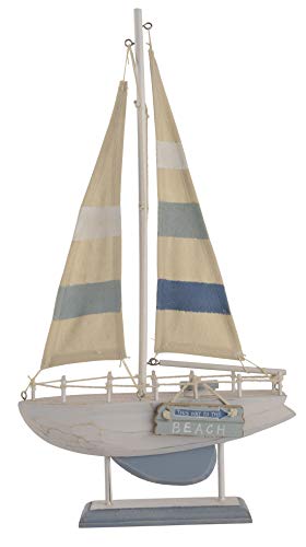 ETC dekoratives maritimes Dekoobjekt Segelboot zum Stellen in verschiedenen Ausführungen (Creme-blau)