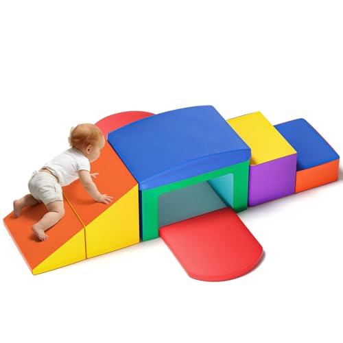 CUPCHID 6-teiliges Kletterspielzeug für Kleinkinder von 1–3 Jahren, Schaumstoff bausteine Kinder,Kletterspielzeug für Kleinkinder aus weichem Schaumstoff,weiche Schaumstoffblöcke (Farbe)