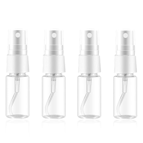 4 Stück Sprühflaschen Kleine, 15ml Tragbares Plastik mini Sprühflasche, Reise-Parfümflaschen, Transparente Leer Feinen Nebel Sprühflasche, Nachfüllbares Spray, für Pflegeflüssigkeit Kosmetika Alkohol