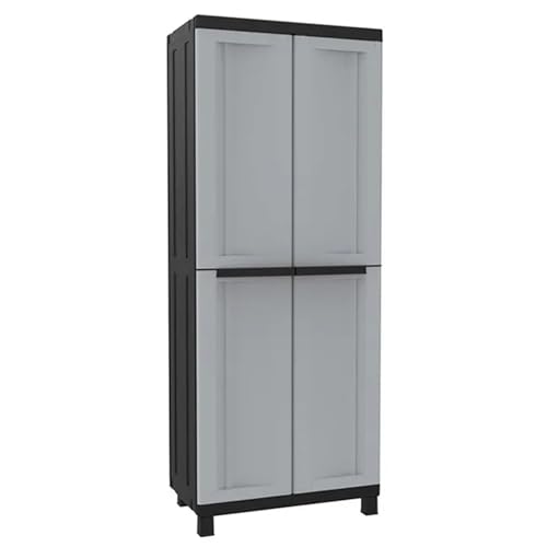 Terry, Twist Black 2680, Schrank mit zwei Türen und 3 Einlegeböden, für innen und außen/Schwarz - 68x39x170 cm