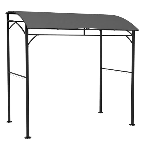 Outsunny Grillpavillon 215 x 150 x 220 cm Wasserabweisend Gartenpavillon mit Gebogendach, Gartenlauben mit Haken, BBQ Pavillon, Gartenzelt Grillzelt Partyzelt für Garten Party Picknick BBQ, Dunkelgrau