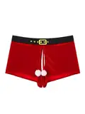 FEESHOW Herren Weihnachten Unterhose Kostüm Sexy Weihnachtsmann Kostüm Santa Outfit Boxer Briefs Und Weihnachtshut Set Rot_C M