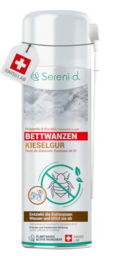 SERENI-D - KIESELGUR - BETTWANZEN SPRAY - Blitzschnelle Wirksamkeit gegen Bettwanzen - 100% natürliche Inhaltsstoffe - Sofortige und effektive Wirkung - Swiss Lab