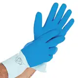 FRANZ MENSCH 1 Stück Chemikalienschutzhandschuhe Hold | Latex, Packung, blau, M, L: 30cm, Chemikalien Schutz Handschuhe,Säure und Alkalibeständigkeit handschuhe, Chemie Handschuhe