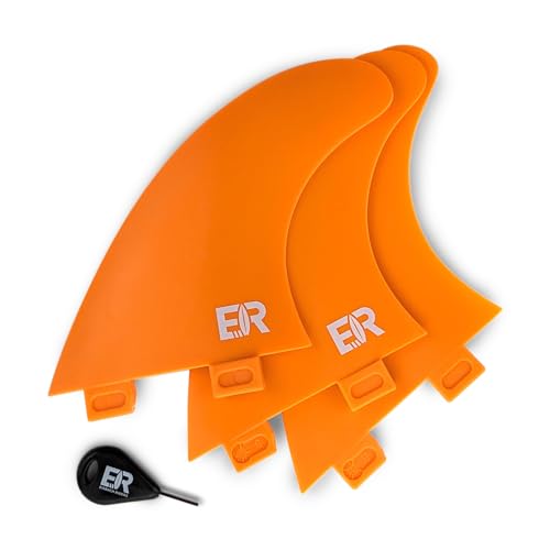 Eisbach Riders Surfboard FCS Thruster Fin Set mit Fin Key (Größe G5 Medium) - Finnen Flossen für Surfbrett und SUP (Orange)
