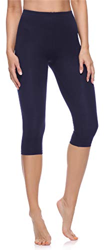 Merry Style Damen 3/4 Leggings Capri Leggings Damen aus Baumwolle Capri Sportleggings MS10-199 (Marineblau, M)