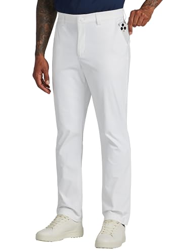 WILLIT Herren Golfhosen Stretch Hosen Jogginghose Schnelltrockner Arbeit Bürohosen Lässige Hosen mit 4 Taschen Weiß 36W x 32L