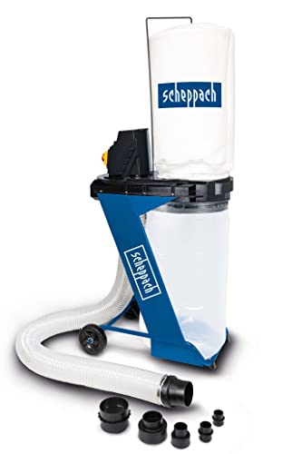 Scheppach DC500 Absauganlage inkl. 4 TLG. Adapterset | 550W Leistung | 75L Auffangsack | Absaugstutzen Ø 100mm | Luftleistung 1150m3/h | Schlauchlänge 2000mm