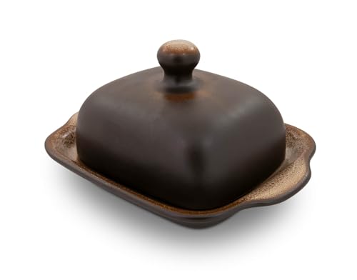 Bunzlauer Keramik Butterdose für 250g, H = 10,5 cm, Ø = 20,0 cm Dekor ZACIEK