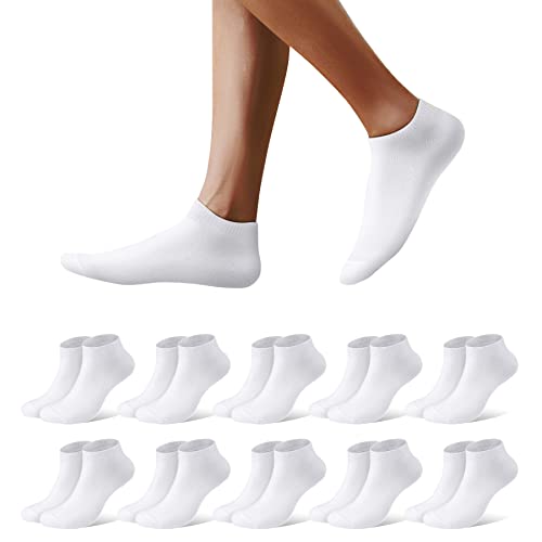 Mowenti Sneaker Socken Damen 39-42 Damen Sportsocken Kurze Socks Baumwollsocken Weiß Socken Arbeitssocken Running Laufsocken Atmungsaktive Halbsocken 10 Paar