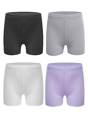 Agoky Mädchen Shorts Kurze Hose Sport Leggings 2er/3er/4er Hotpants Booty Shorts Sommer Unterhosen mit Bein Boyleg Boyshort Unterwäsche Schwarz Grau Weiß Lila 146-152