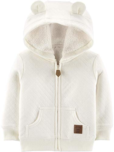 Simple Joys by Carter's Unisex Baby Hooded Sweater Jacket with Sherpa Lining Fleece-Jacke, Haferbeige, 0-3 Monate