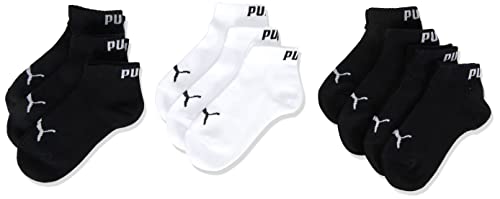 Puma Kinder Quarter Socken, Schwarz/Weiß, 35/38 (10er Pack)