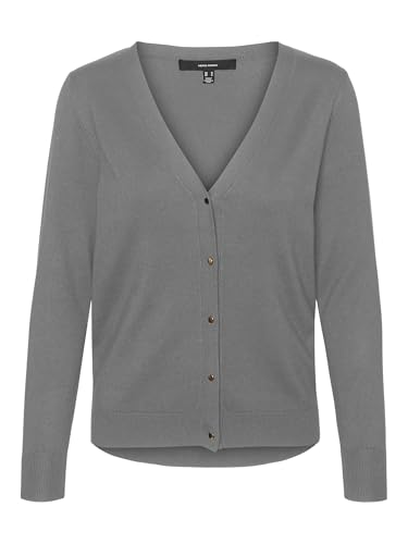 VERO MODA Damen VMSILJE LS V-Neck Cardigan GA NOOS Strickjacke, Medium Grey Melange, M