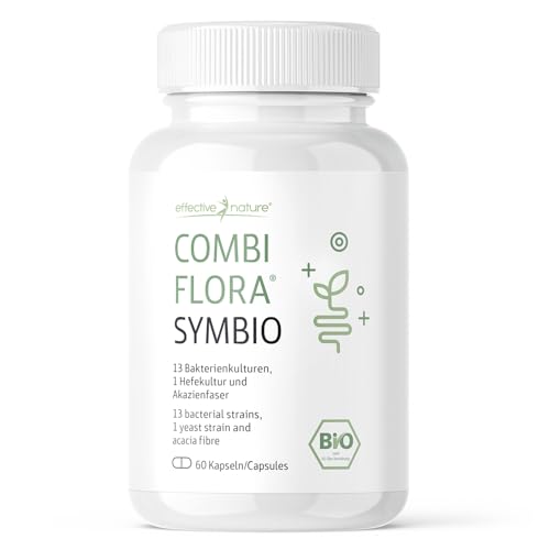 Combi Flora SymBIO - Probiotikum mit 13 Bakterienstämmen + Akazienfaser - 60 vegane Kapseln - Verzögerte Freisetzung - Hochdosiert