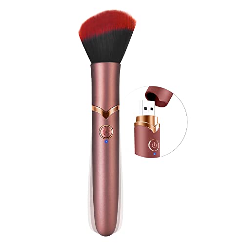 FULUTOY Make-Up Pinsel Vibrator Federkitzler, Wiederaufladbare Discretion Mini Bullet Vibrator mit 10 Vibrationsmodi, Dichte Synthetische Premium Pinselhaare, Super Geschenkidee Rot