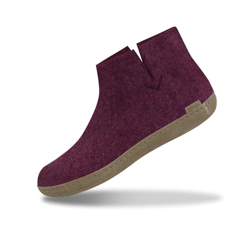 Glerups Filz Hausschuhe Herren und Damen (Größe 39) | Komfortable Hausstiefel Damen & Herren mit Weicher Sohle aus Leder | Filzstiefel Herren & Damen Winter | Comfortable Slippers Women & Men
