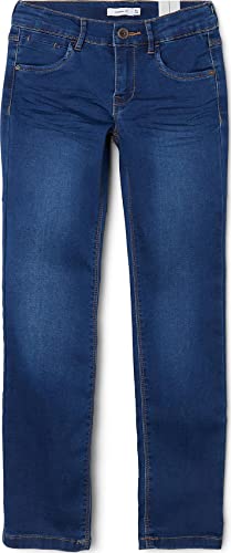 NAME IT Mädchen Nkfsalli Dnmthayer Swe Pant Noos Hose, Dark Blue Denim, 122 EU