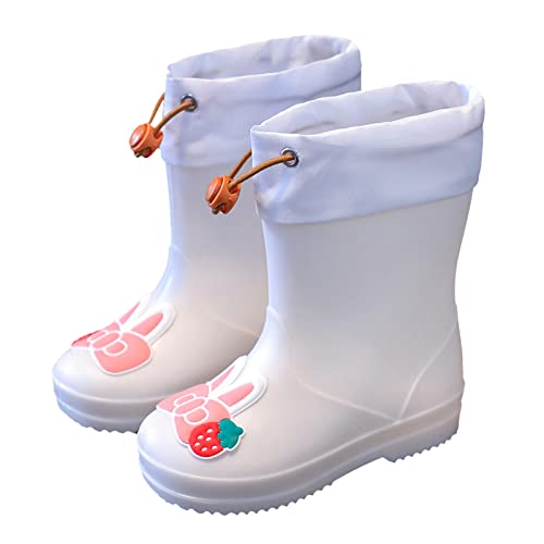 Regenstiefel für Mädchen, Jungen, Kinder, Regenstiefel, isoliertes Futter für Jungen und Mädchen, Gummi-Regenstiefel, Kleinkind, Regenstiefel, Jugendliche, Winterstiefel Mädchen, weiß, 23 EU