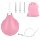 BORISCA 224ML Klistier Analdusche, Rosa Analdusche Silikon Einlauf zur Darmreinigung Analspülung Set mit 1 X 37cm Silikonkatheter, 3 Spülaufsätze, 1 Aufbewahrungsbeutel für Männer und Frauen