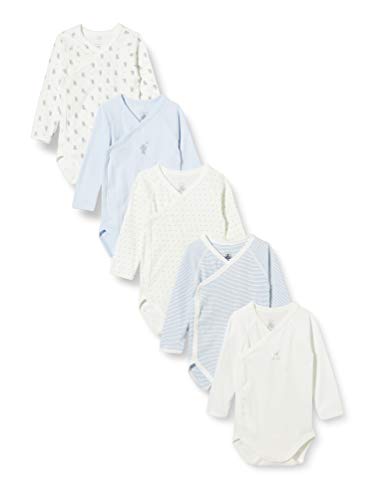 Petit Bateau Unisex Baby 5649699 Kleinkind-Unterwäscheset, Blau Weiß/Blau Weiß/Blau Weiß/Grau Weiß, 12 Monate