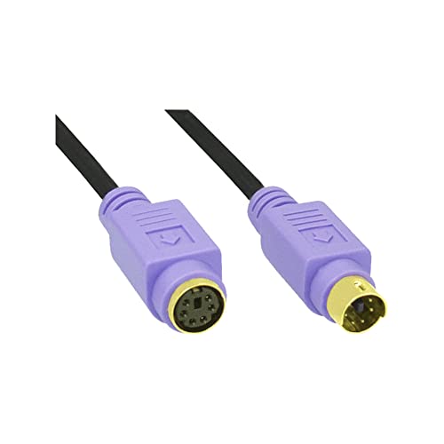 InLine 13342W PS/2 Verlängerung, Stecker / Buchse, 2m PC99, violette Stecker, PREMIUM