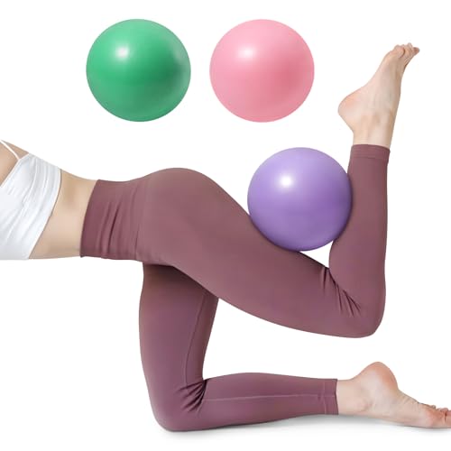 Cokaca 3 Stück Pilates Ball,Φ 22–25 cm Gymnastikball Klein mit Einem Blasrohr Geliefert,Yoga Ball ist Weich und rutschfest,Gymnastik Ball Eignet Sich für Zuhause, BüRo, Yoga, Fitness und Reisen