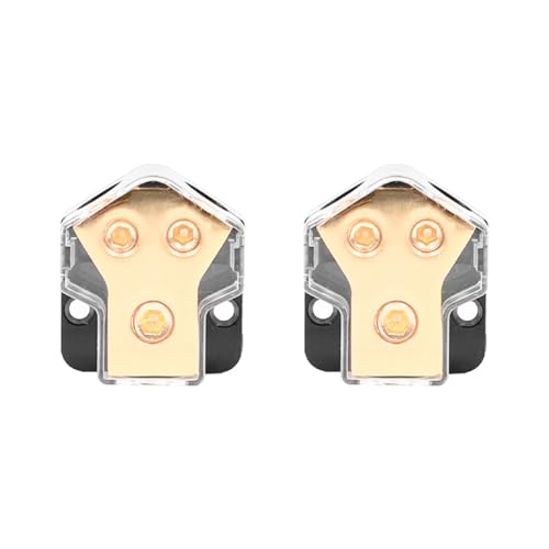ANCLLO 2PCS 0/2/4 Gauge in 4/8 Gauge Out 2-Wege-Verstärker-Kupfer-Stromverteilungsblock für Car-Audio-Splitter für Automotive Car Boat