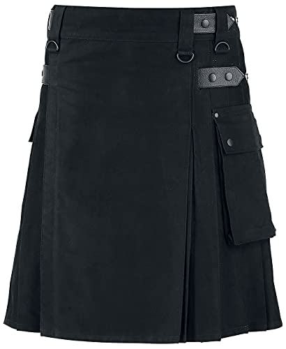 Black Premium by EMP Herren schwarzer Kilt mit aufgesetzter Tasche XL