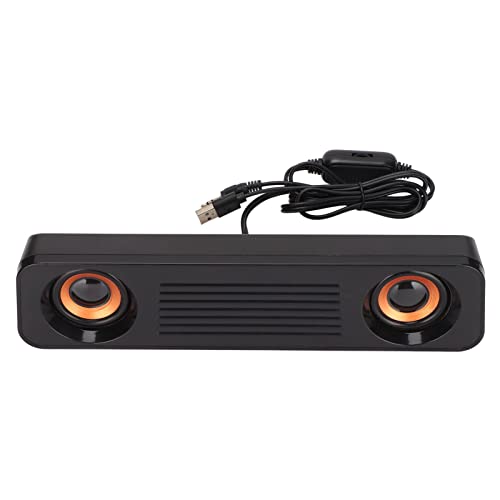 Holigie Wired Lautsprecher, HiFi Stereo Subwoofer -Lautsprecher USB Powered 35mm Stecker Tragbarer Desktop Long Lautsprecher für TV -Computerspiele Podcasts Heimtheater