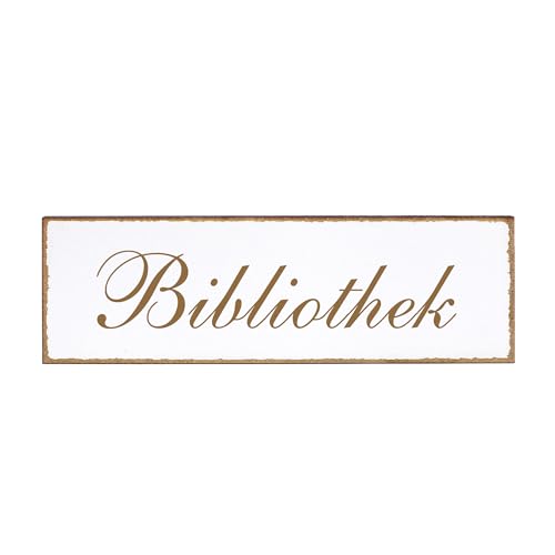 Dekolando Deko Türschild - Bibliothek - Schild 150 x 50 mm - Schilder Türschilder Namensschilder Wohnung selbstklebend Holzschild Tür Holzschilder