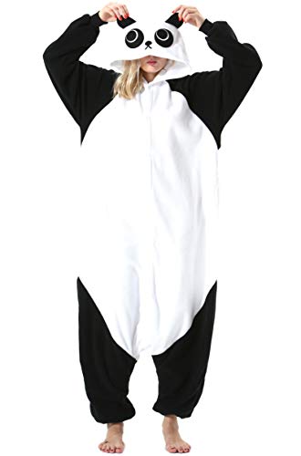 ULEEMARK Damen Herren Jumpsuit Onesie Tier Fasching Halloween Kostüm Lounge Sleepsuit Cosplay Overall Pyjama Schlafanzug Erwachsene Unisex Panda for XL
