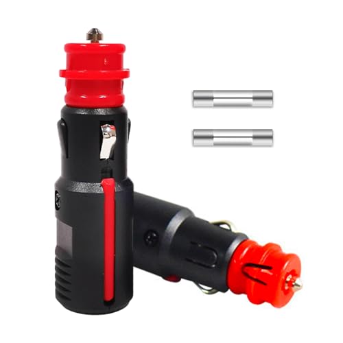 YSOOUA Zigarettenanzünder Stecker Auto 12V Stecker 2 Stk Sicherheits-Universalstecker Normstecker mit 8A 10A Sicherung 12V-24V für Auto LKW PKW Motorrad Kühlbox Navi Auto Handstaubsauger