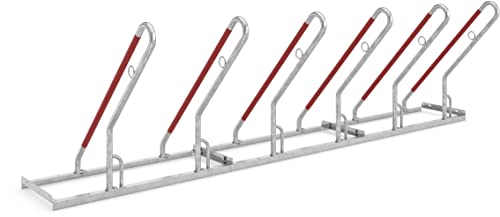 Anlehnparker 0506 XBF | einseitig | Fahrradständer für 6 Fahrräder | zum Aufdübeln | Stahl verzinkt | Sicherer Radständer auch für Mountainbikes und E-Bikes | Fahrradparker Fahrrad Anlehnbügel