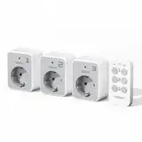 TESSAN Funksteckdosen mit Fernbedienung Set, 3 Steckdosen mit 1 Handsender, Reichweite 30,5 M Ferngesteuerte Stecker für Innen Deko, Haushaltsgeräte und Lampe, 3600 W, Grau