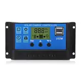 30A 12V/24V Solarladeregler, Ladegerät Controller, Intelligente Solarregler mit LCD-Display, USB-Anschluss für Blei Säure Batterien