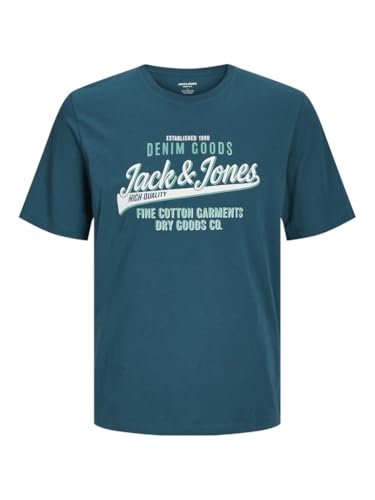 Jack & Jones Jungen Jjelogo Tee O-Neck 2 Col Noos Jnr T-Shirt, Dunkelblau - Grün - Weiß, 176 EU