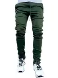 ORANDESIGNE Herren Jogger Cargohose Athletische Hosen Seitentaschen Sporthose mit Kordelzug Sommer Fitness Laufen Jogging Trainingsübung Reflektierende Streifen Sporthose B Grün XS