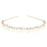 Andibro Braut Haarschmuck, Gold Tiara Damen Hochzeits Glänzende Kristall Stirnband Blume Haarreif Diadem für Frauen Mädchen(Leaf)