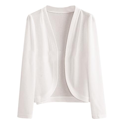 Leichte Jacken für Damen, Übergröße, Damen-Strickjacke, Größe 44, leichte Strickjacke, Sommer-Cardigan, lang, legere Jacke, Kurzjacke, langärmelig, Bomberjacke, Cardiganjacke, weiß, 50