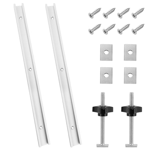 2 Stück T Nut Gleitschiene M8/M6, 400mm T Track, T-Slot Track Gehrungsschiene Set, Shraubendreher Alu Schiene für Holzbearbeitung Werkzeug, Holzfrästisch