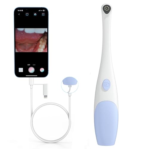 Oral-Endoskop,1920P HD Oralkamera, Video-Tierzahninspektion, Intraorale Kamera mit 8 verstellbare LED-Leuchten, kompatibel mit Android und iOS, iPhone, für Einzelpersonen und Haustiere Plug-and-Play