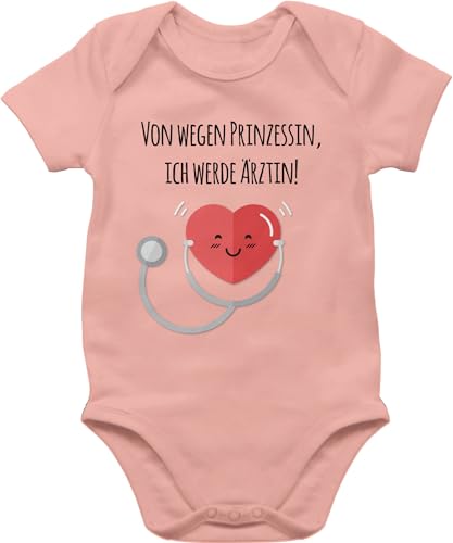 Shirtracer Baby Body Junge Mädchen - Sprüche - Von wegen Prinzessin, Ärztin! - 6/12 Monate - Babyrosa - babymode witzig spruch arzt bodys strampler mit lustigen sprüchen spruche ärztin babybody