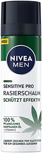 NIVEA MEN Sensitive Pro Rasierschaum (200 ml), sensitiver Rasierschaum mit Hanfsamenöl & Vitamin E, Schutz vor Hautirritationen für eine sanfte und glatte Rasur