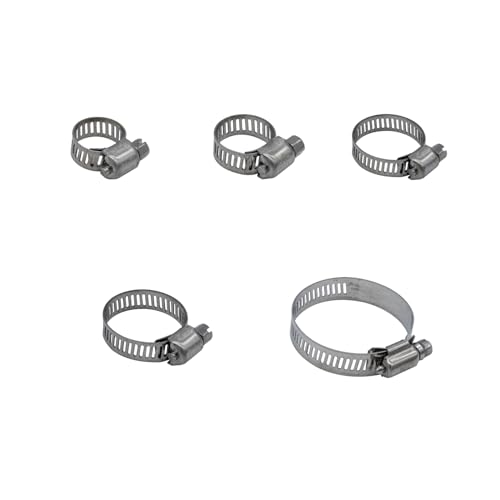 WEAXIO 25 Stück Edelstahl Schlauchschellen Sortiment, verstellbare 5 Größen 6-51mm Kraftstoffleitung Klemme Schlauchklemme für Sanitär, Automotive, mechanische Anwendungen, Rohr, Heizkörper, Garten