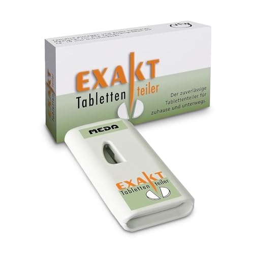 Exakt® Tablettenteiler - einfach & präzise Tabletten teilen - ohne Verletzungsrisiko - praktisch für Unterwegs - Tablettenschneider, Tablettenspalter auch für ältere Menschen einfach bedienba