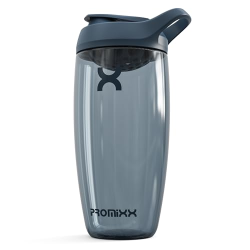 Promixx PURSUIT Eiweiß Shaker Flasche Neue Edition – Premium Flaschen für Proteinmischungen und Nahrungsergänzungs-Shakes – leicht zu reinigender, langlebiger Protein-Shaker, 700 ml, Mitternachtsblau