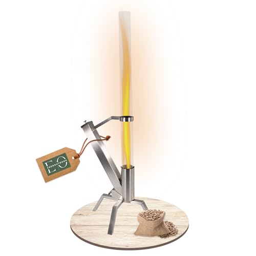 Edenoutdoor Pelletfackel Edelstahl – Feuerrohr mit Glasröhre, Feuersäule für Garten & Terrasse, dekoratives Pelletfeuer mit 90 Minuten Brenndauer, stilvolles Terrassenfeuer, langlebig und wetterfest